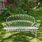 Antique White Curved-Back Garden Bench - Paris 1968