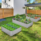 2 Pack Galvanized Raised Garden Bed Planter Boxes, 8x3x1ft, Gray