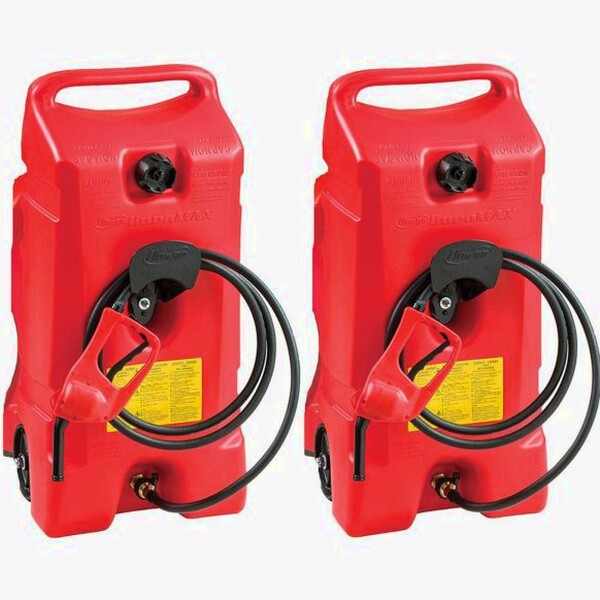Scepter Flo N' Go DuraMax 14 Gallon Portable Fuel Tank With Pump, 2 Pack, Red