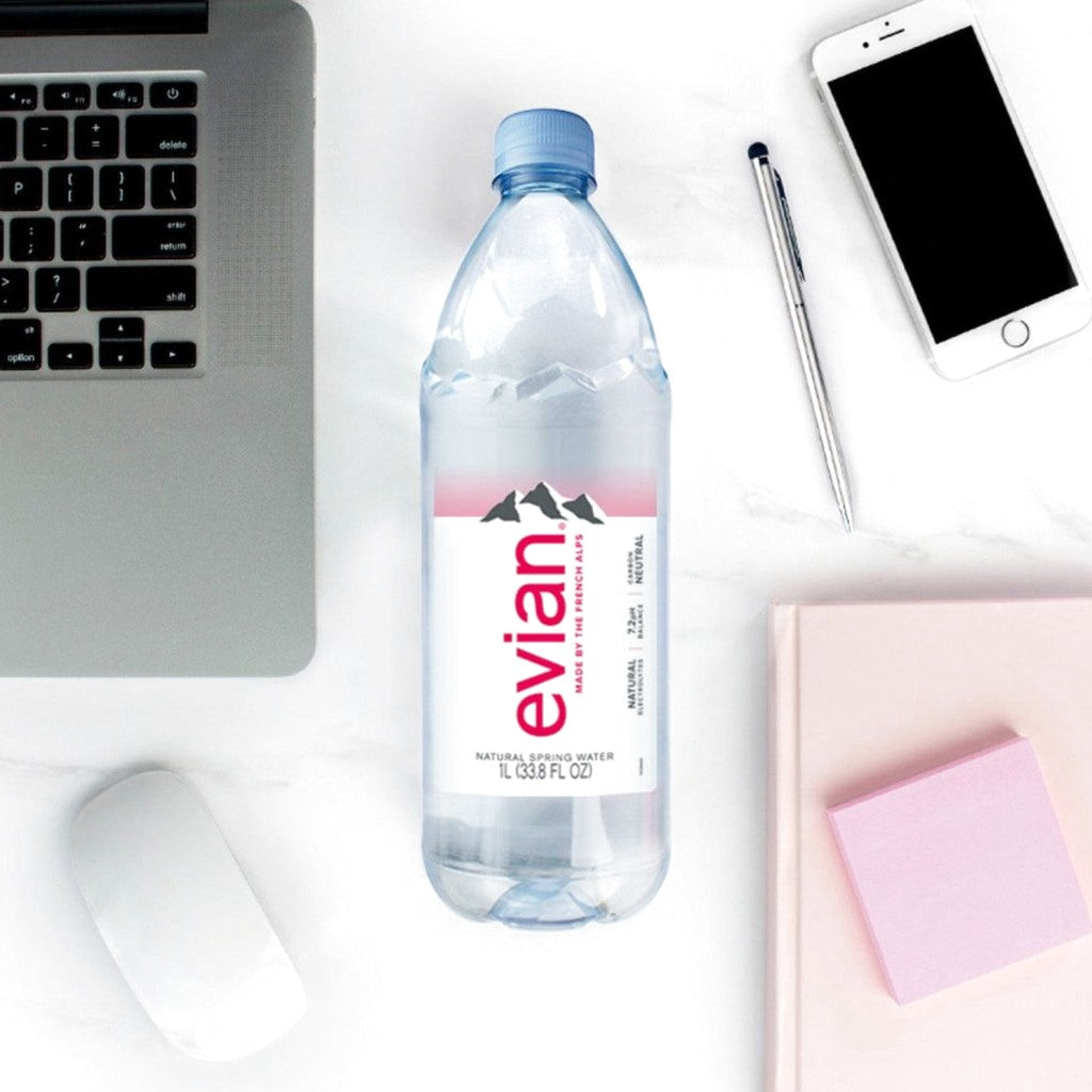 Evian Natural Spring Water 1L Bottles, 12 Pack