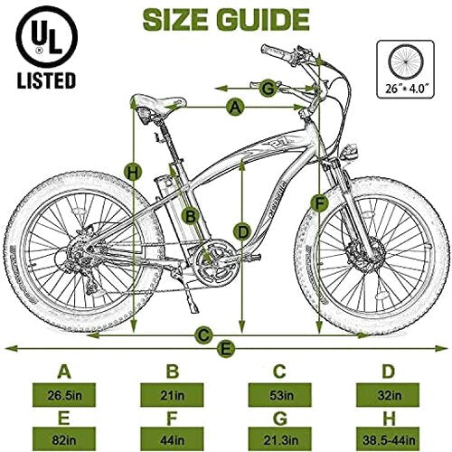 ECOTRIC Adult Electric Bike 26 x 4.0 in Fat Tires, 750W, 48V 13AH - Hammer