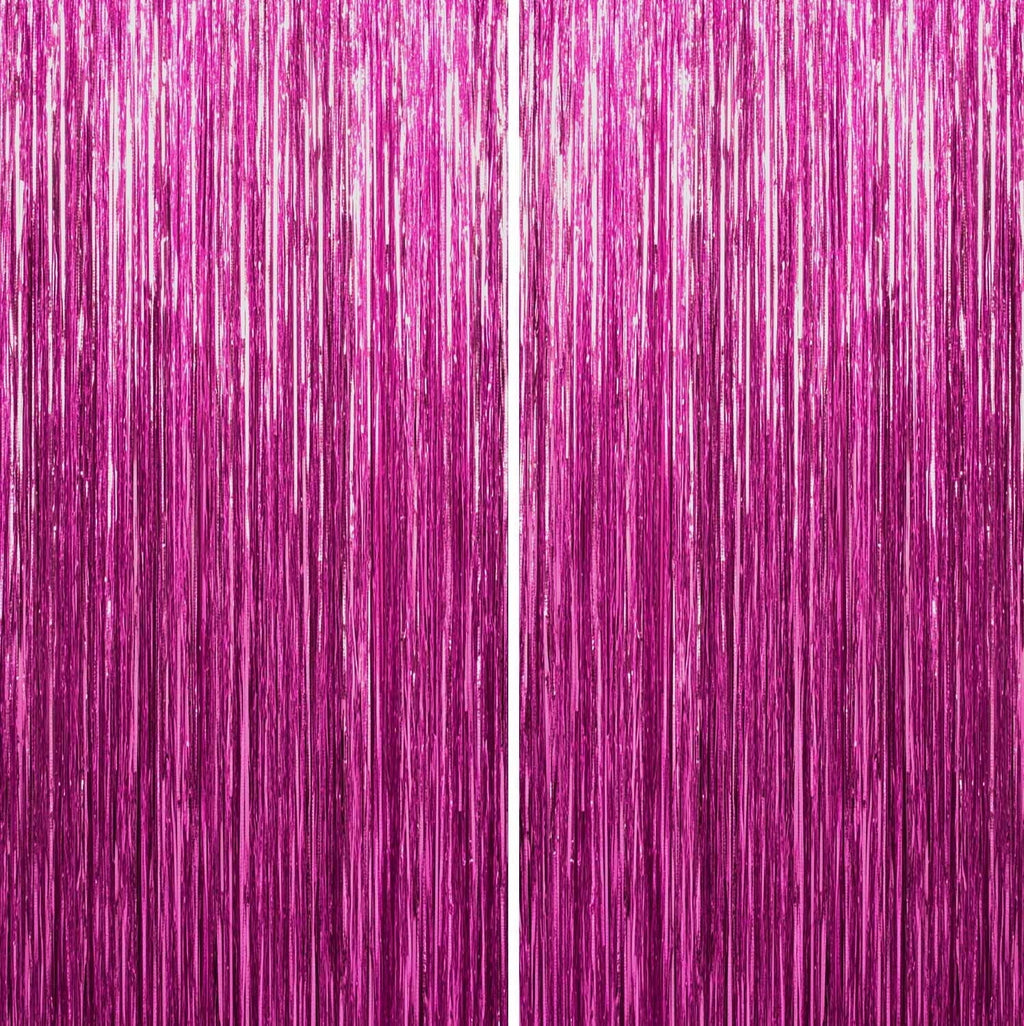 Sm:)e 2-Pack Light Bright Silver Foil Fringe Curtains for Events - Birthday, Wedding, Graduation, Christmas, Baby Shower, various festivals Decor Photo Booth Fun!