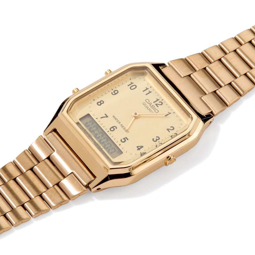 Casio AQ230 Analog Digital Watch - Gold