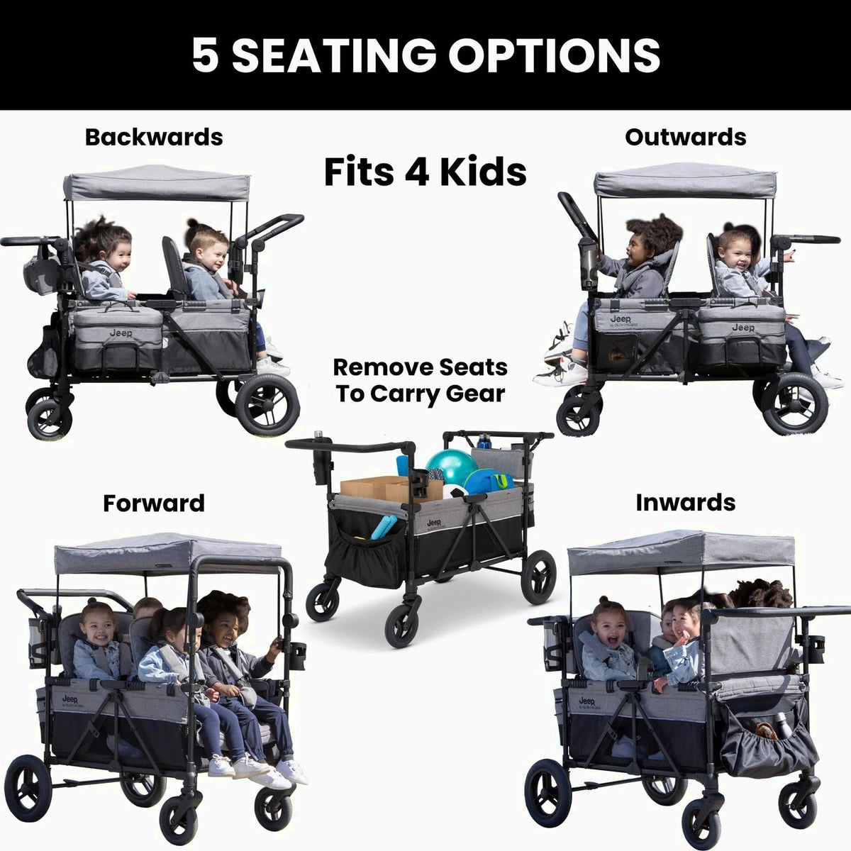 Jeep Wrangler Deluxe 4 Seater Stroller Wagon - Delta Children