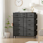 12-Drawer Fabric Dresser With Wood Top And Metal Frame