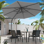 LAUSAINT HOME 11 FT Beige Curvy Cantilever Patio Umbrella With Base
