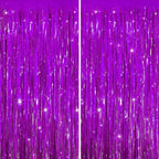 Sm:)e 2-Pack Light Bright Silver Foil Fringe Curtains for Events - Birthday, Wedding, Graduation, Christmas, Baby Shower, various festivals Decor Photo Booth Fun!