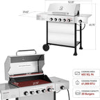 Royal Gourmet 5-Burner Liquid Propane Gas Grill With Side Burner, 602 Sq. In., 61 000 BTU - GA5401T
