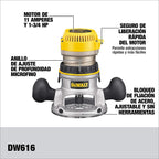 DEWALT Fixed Base Router, 1-3/4 HP, 11 Amp, Yellow - DW616