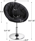 HOMEZY Tufted Swivel Vanity Chair, Black - Height Adjustable, 360-Degree