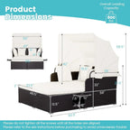 RELAX4LIFE Patio Daybed With Canopy, Cushions, 4 Pillows And 2 Side Trays, Turquoise - B0BYSN7GC7