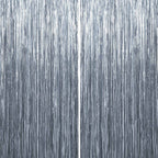 Sm:)e 2-Pack Light Bright Silver Foil Fringe Curtains for Events - Birthday, Wedding, Graduation, Christmas, Baby Shower, various festivals Decor Photo Booth Fun!