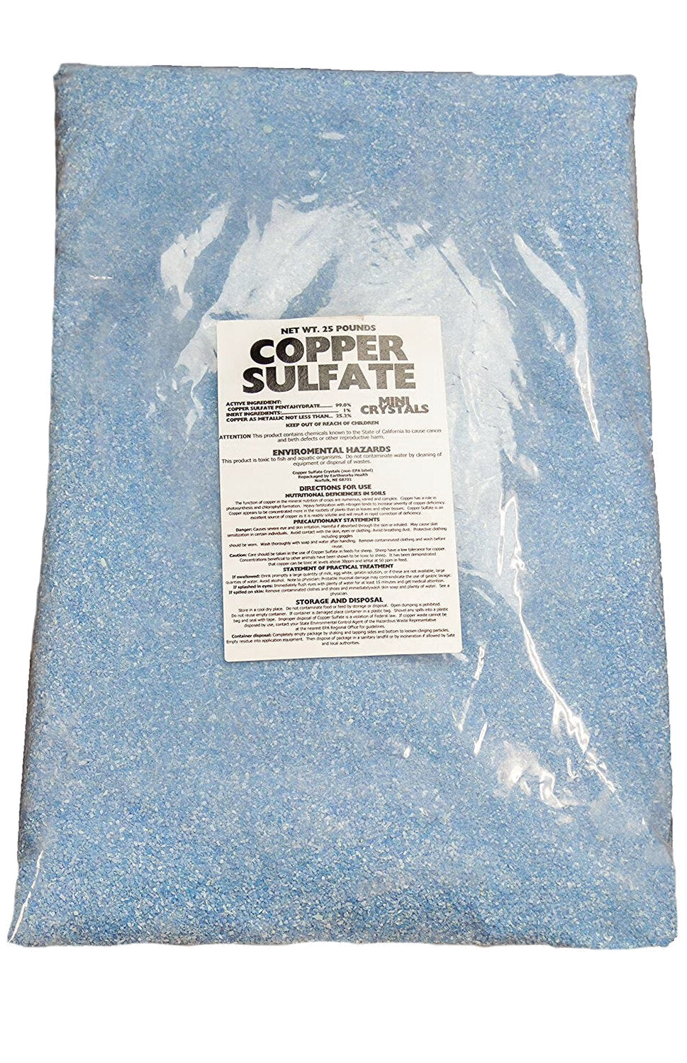 Earthworks Health Copper Sulfate Fine Crystals 25 lb Bag