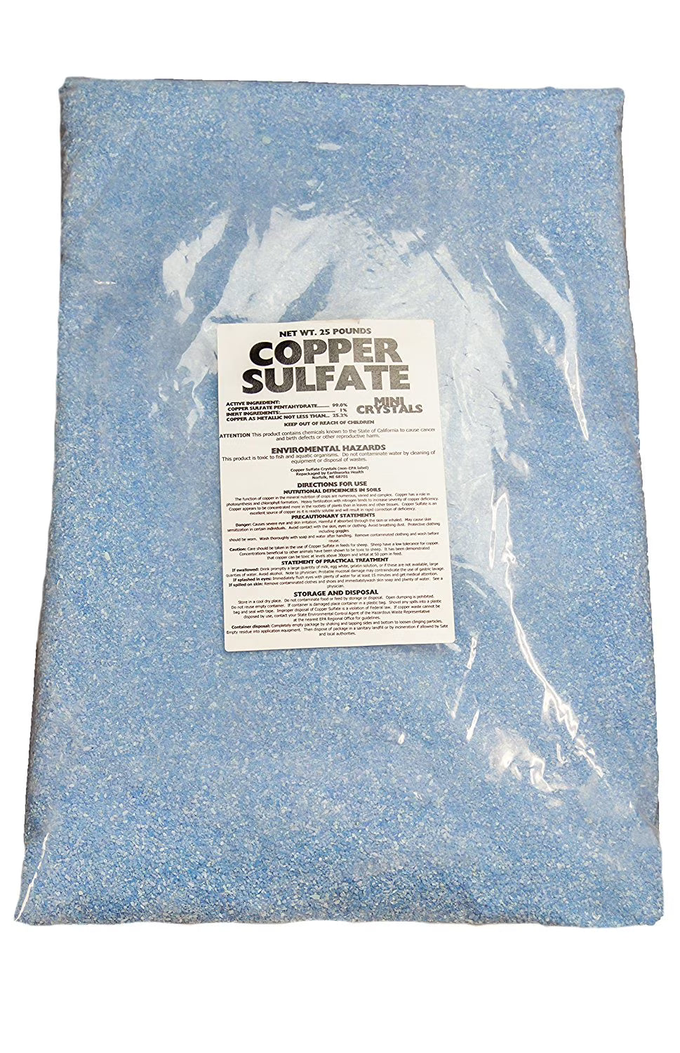 Earthworks Health Copper Sulfate Fine Crystals 25 lb Bag