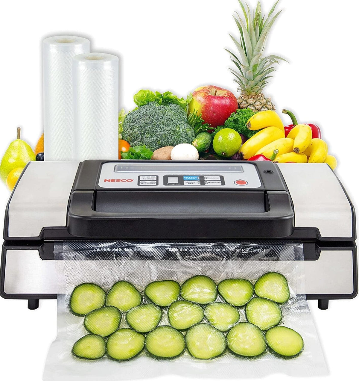 Nesco Deluxe Food Vacuum Sealer, 130 Watts With Bags And Viewing Lid - VS-12