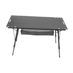 Miulika Folding Camping Table, Aluminum Alloy And PP, 103cm x 55cm, Adjustable Height 45cm-67cm - Black