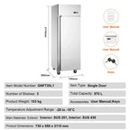 SKYSHALO Commercial Reach-In Upright Freezer 19.32 Cu.ft 1 Door 4 Shelves