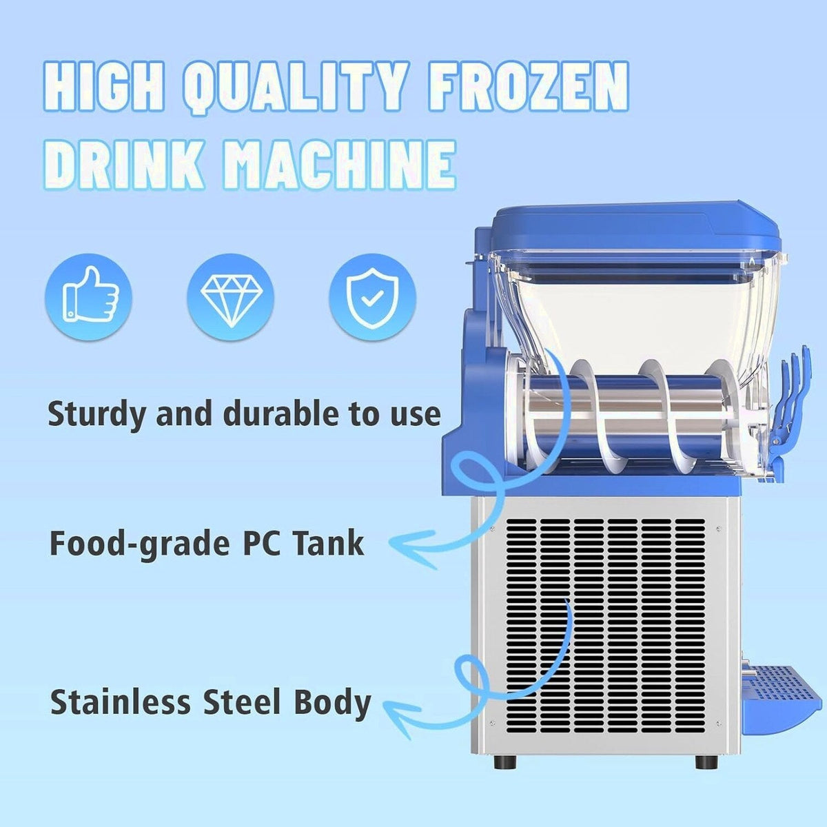 AnyDoor Commercial Slushy Machine 45l 1200w Blue - 300-X