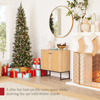 Best Choice Products 6ft Pre-Lit Partially Flocked Pencil Christmas Tree With 250 Lights And Pine Cones