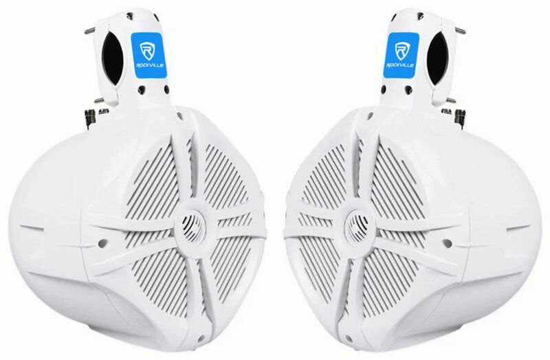 Rockville 8 inch White 2-Way Marine Wakeboard Tower Speaker Pair, 600 Watts - RWB80W
