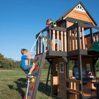 Canyon Creek Cedar Outdoor Playset With Clubhouse, 8-Foot Slide, 2 Belt Swings, Web Disc Swing - 183 x 188 x 119 inches