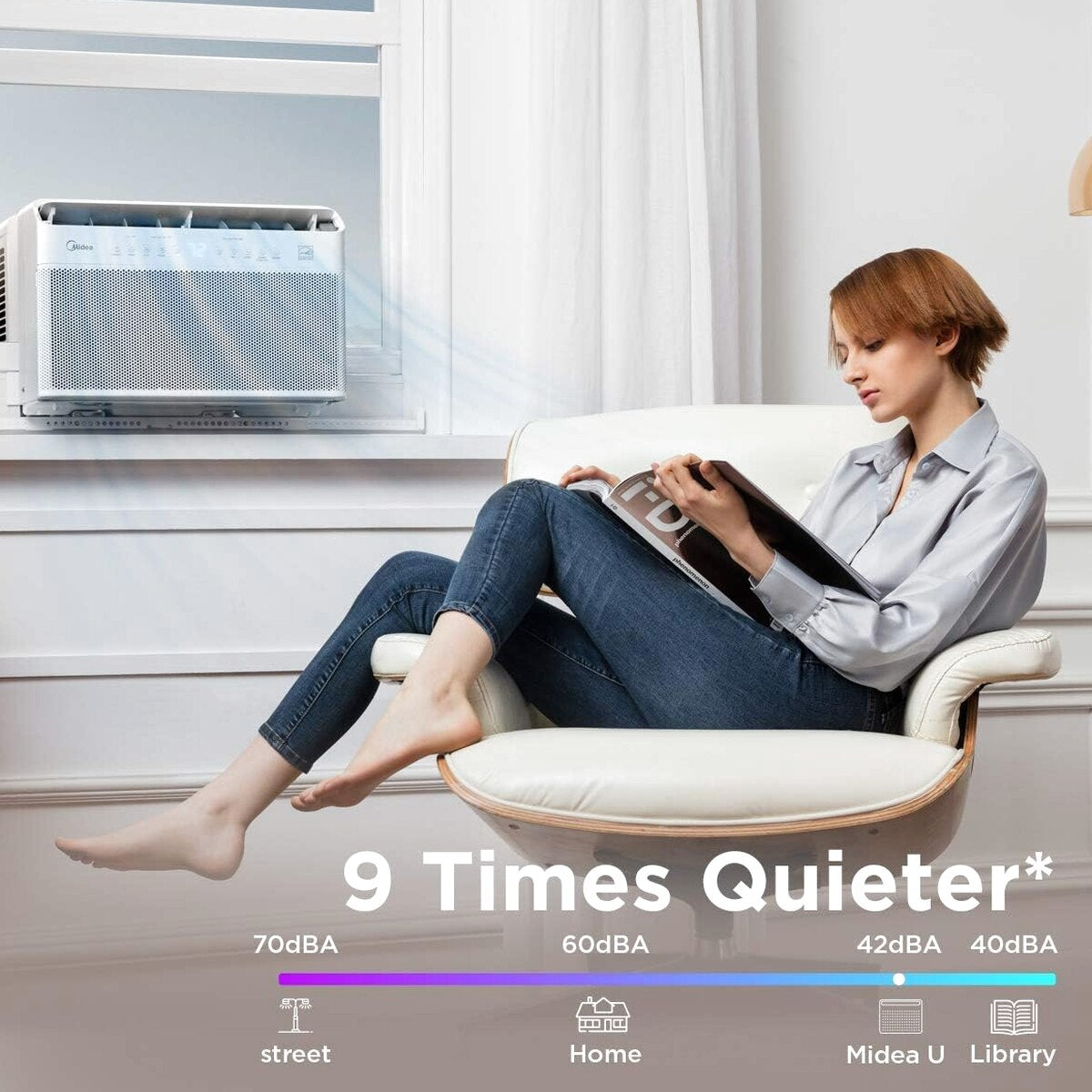 Midea U-Shaped Inverter Window Air Conditioner 12,000 BTU, White - MAW12V1QWT-cr