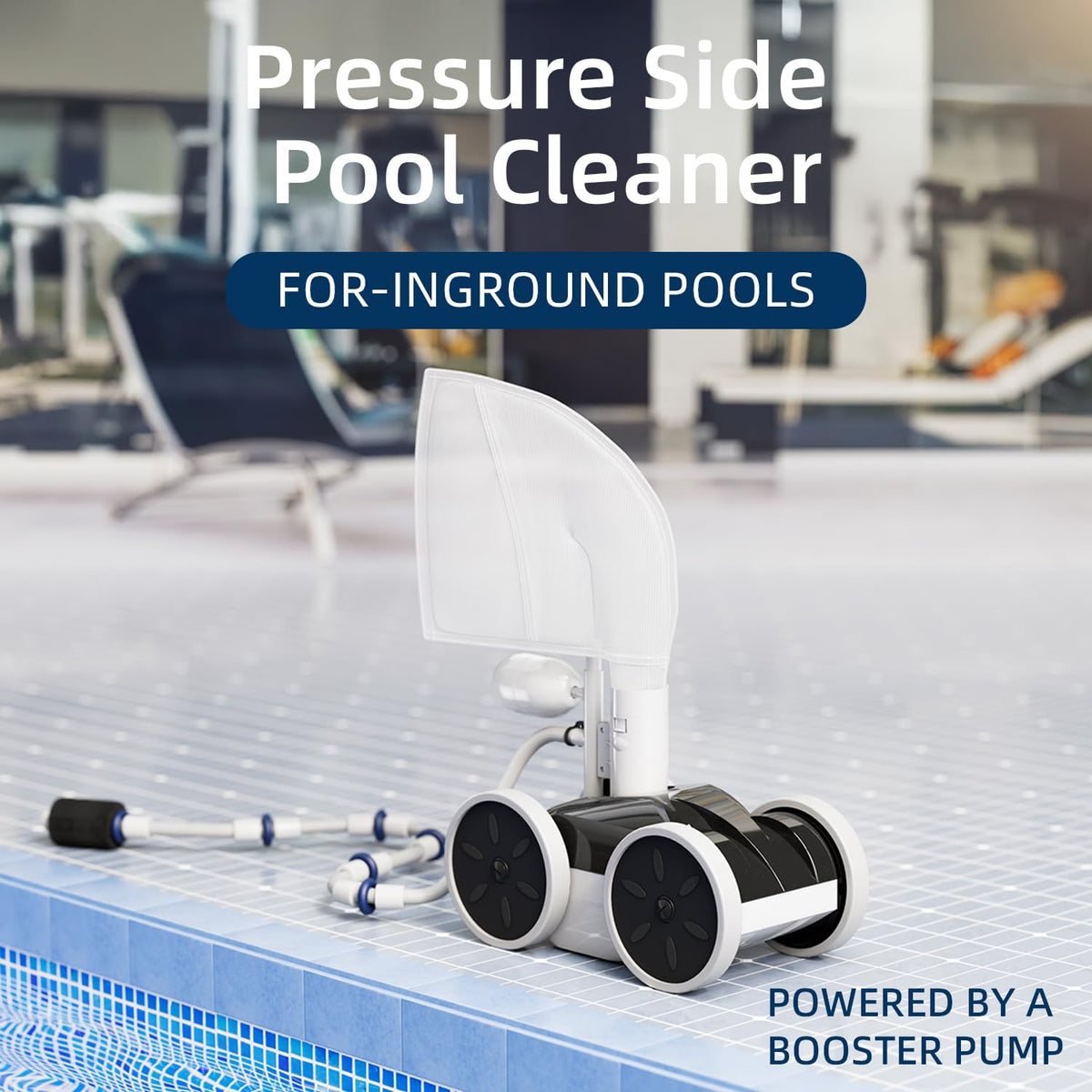 MAKHOON Pool Pressure Side Sweeper, 4-Wheel