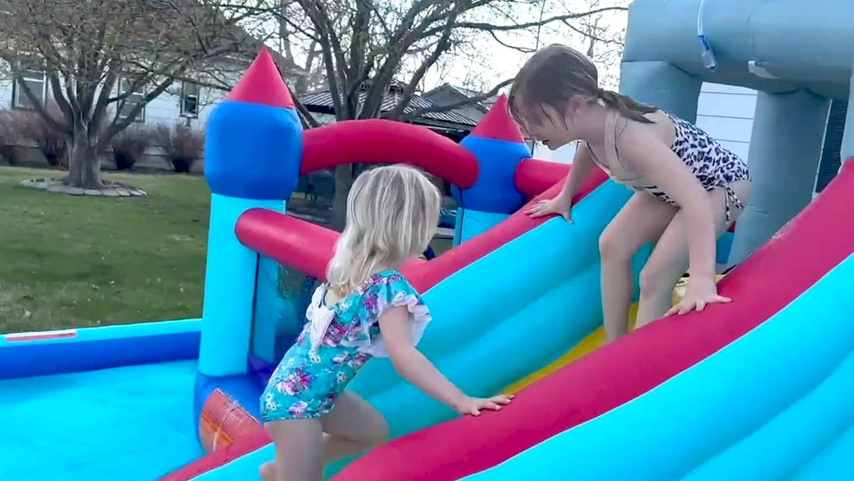 ROOJER 8-in-1 Kids Inflatable Bounce House Water Park With 450W Blower, 2 Water Cannons, Crocodile Sprinkler - B0C2HLK2R4