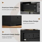 10-Drawer Wooden Dresser, White With Black Wood Top, 55 x 15.8 x 35 - Chest Of Drawers