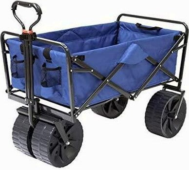 Mac Sports Heavy Duty Collapsible All Terrain Utility Beach Wagon Cart Blue/Black