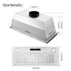 30 Inch Built-In Range Hood 800 CFM 3-Speed Touch Control