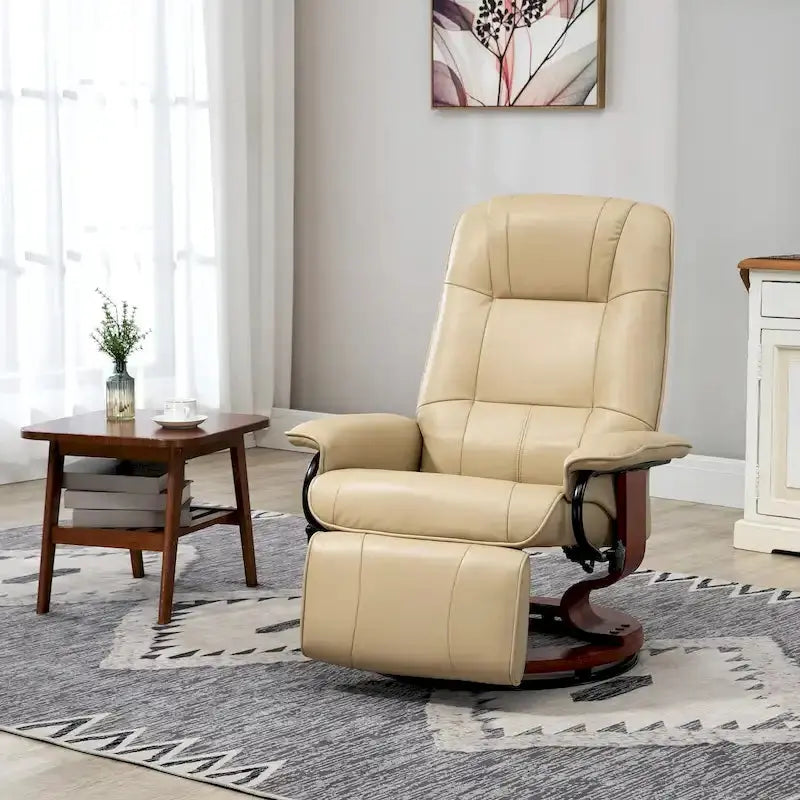 HomCom Manual Swivel Recliner Chair With Extendable Footrest - Faux Leather