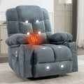Oversized Massage Recliner Chair With Heat, 150 Degree Recline, 30 Degree Rocking, Dual USB Ports And 2 Cup Holders - Grey
