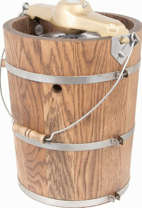 6 qt Country Ice Cream Maker With Classic Wooden Tub - Hand Crank
