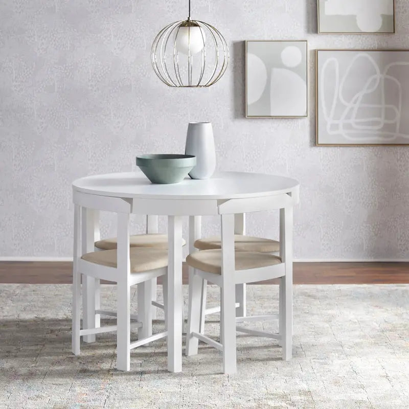 Tobey Harrisburg 5-Piece Round Dining Set, Table 29.6H x 41.3W x 41.3D, Chair 28.75H x 16.5W x 16.5D