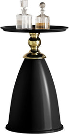 RSJIWOGZ 15 Inch Round Metal Pedestal Nightstand - Gold