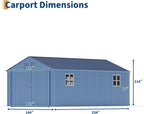 GarveeLife Enclosed Metal Carport 12x20 FT, Gray - Reinforced Frame And Steel Roof