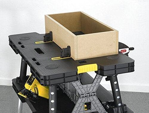 Keter Folding Work Table With 2 12 Inch Clamps, Black/Yellow - 17182239
