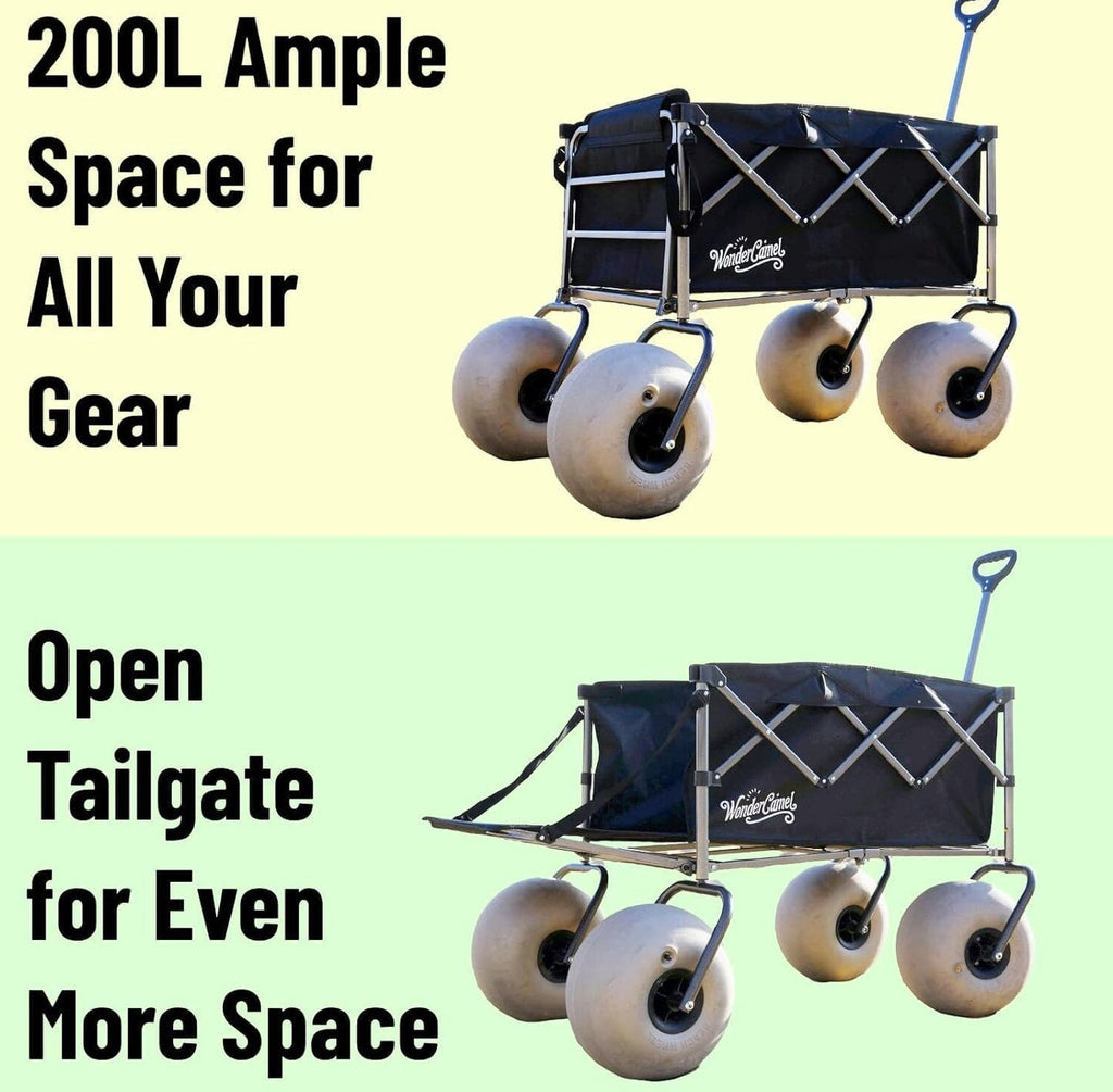 WONDERCAMEL Collapsible Beach Wagon With 13in Balloon Wheels, 185L