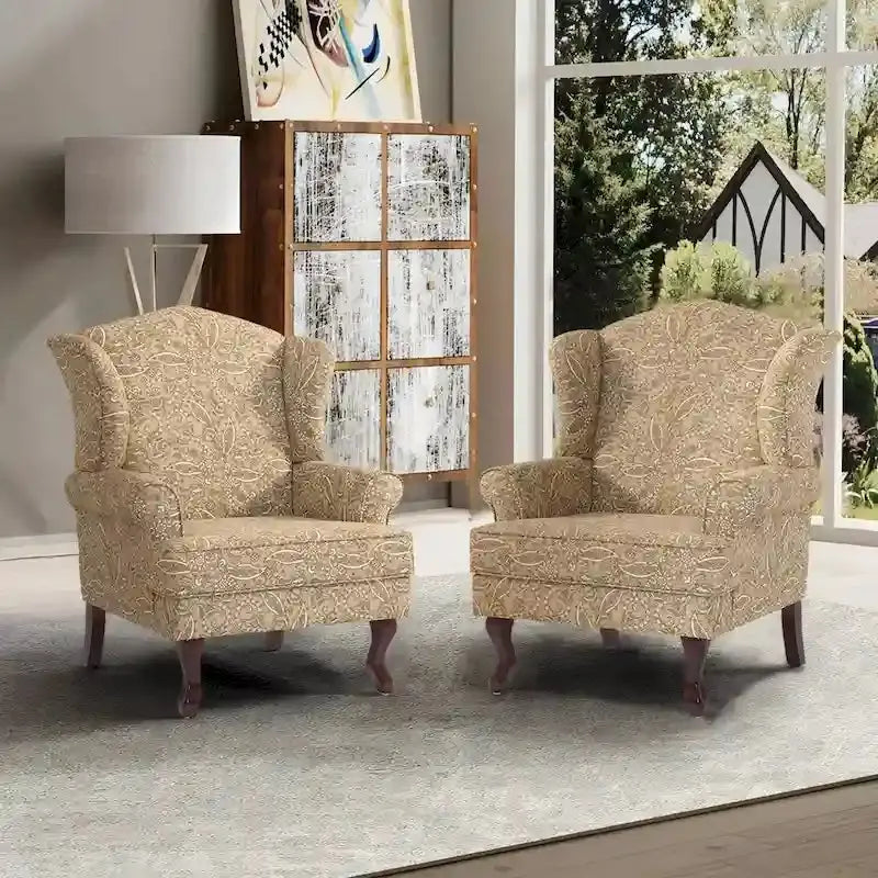 Wingback Accent Chair Duo, Upholstered Armchairs, 2 Count - Classic