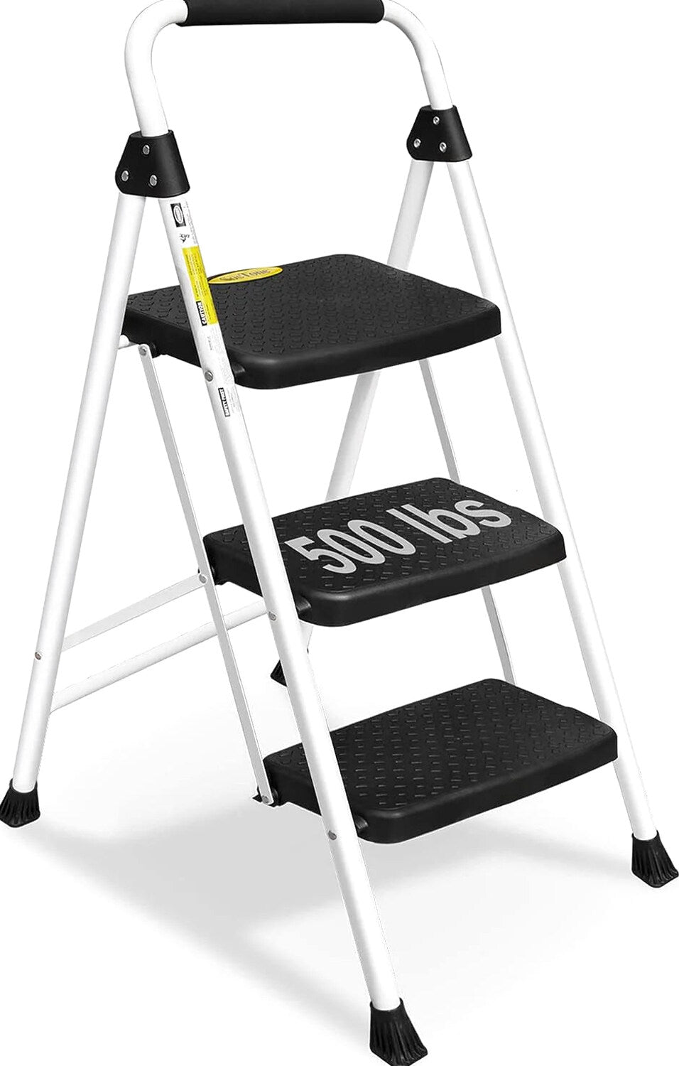 SocTone 3 Step Folding Step Ladder With Handle - 500 lb Capacity