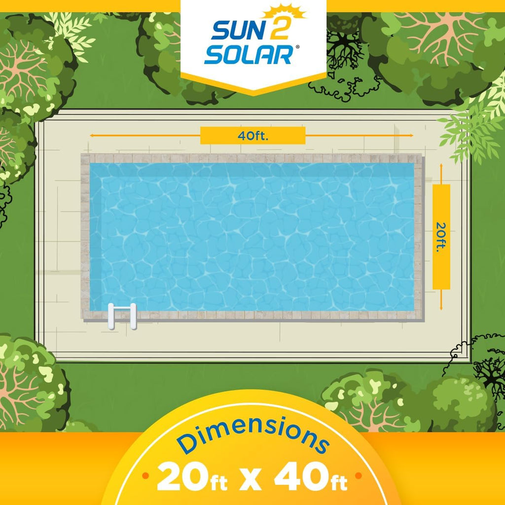 Sun2Solar Blue Rectangular Solar Pool Cover 20 ft x 40 ft - 800 Series