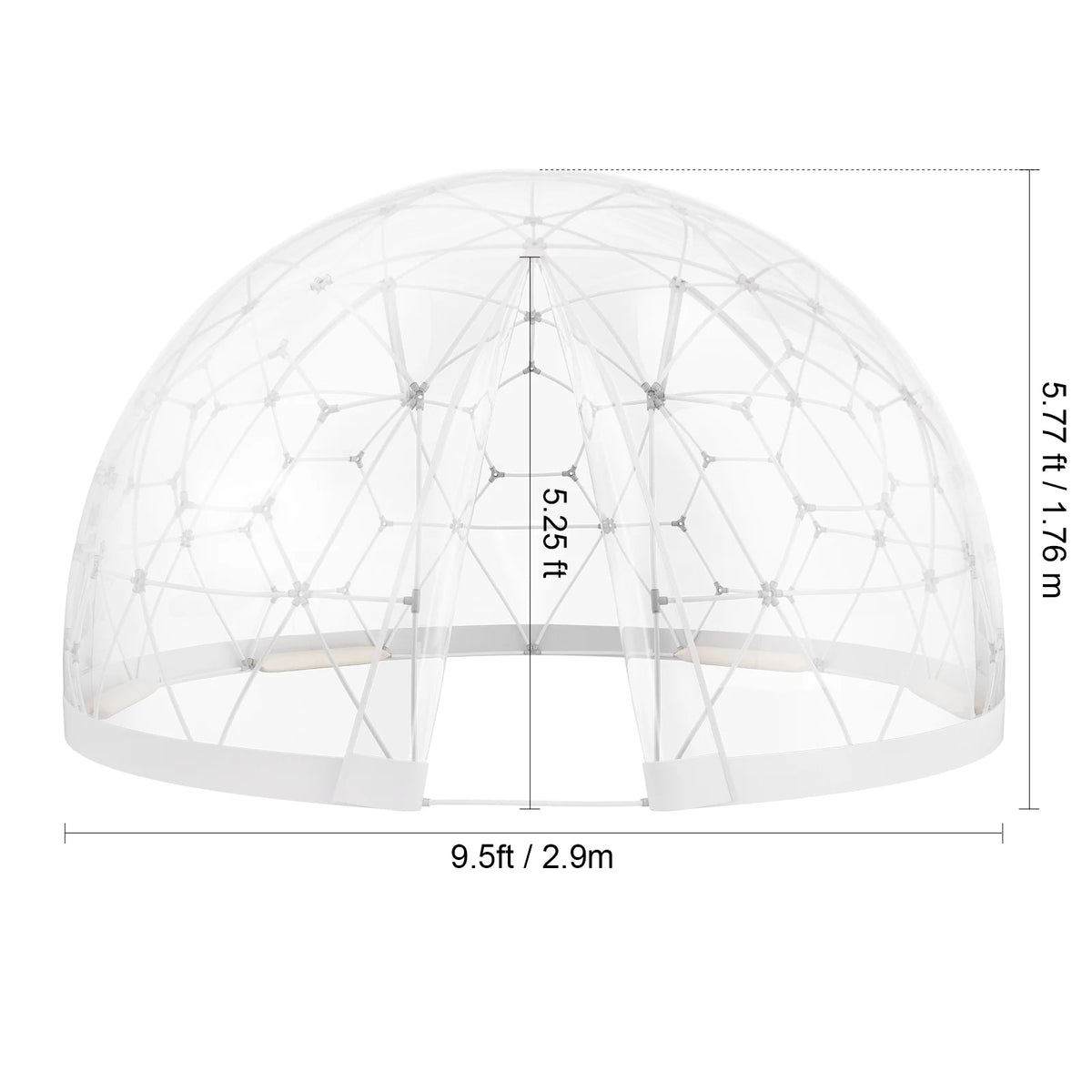 KFFKFF Outdoor Dome Tent, 9.5 Ft Clear PVC - GB-DOME-9.5
