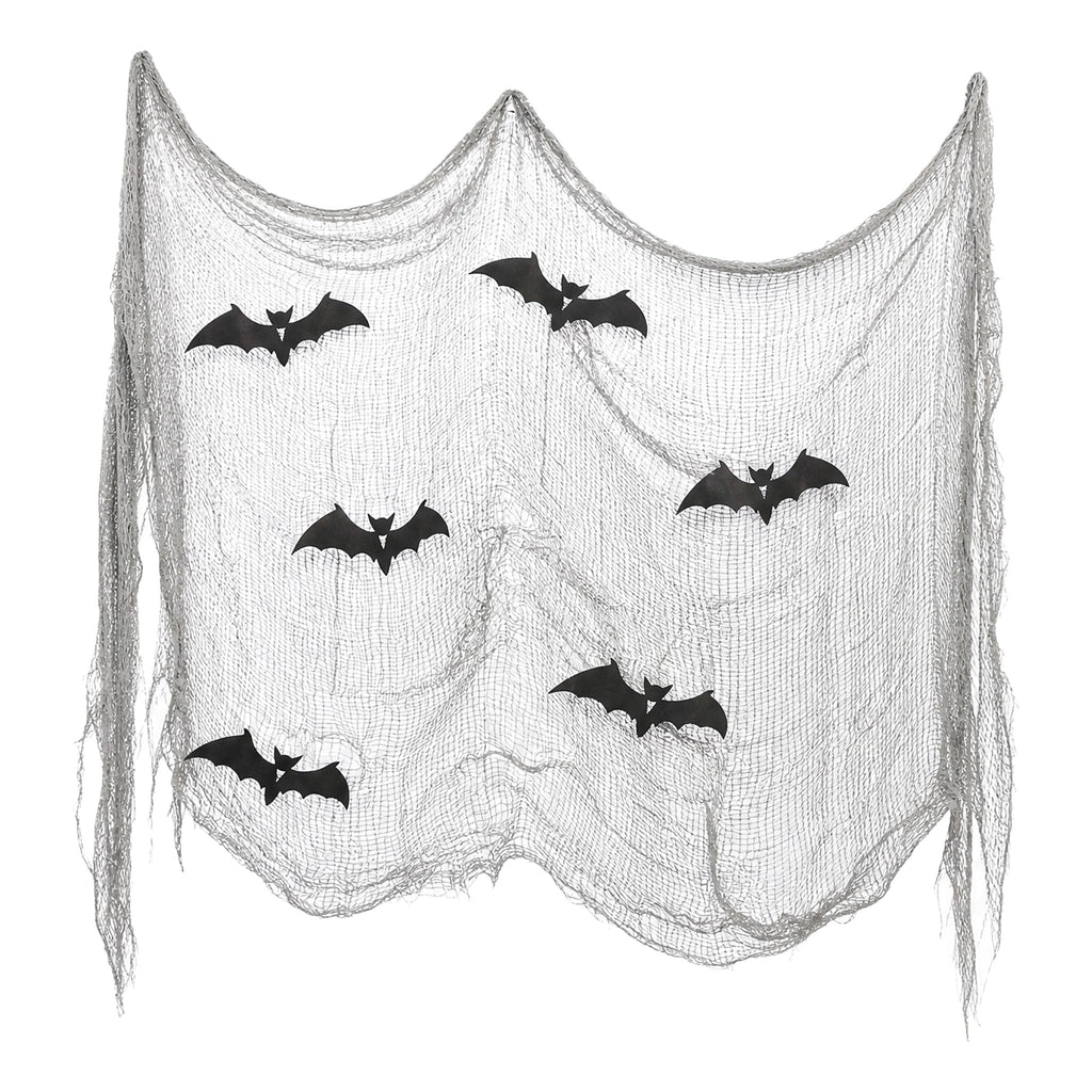 Creepy Gauze Fabric with Bats, Gray, 29.5" x 118", Halloween by Way To Celebrate