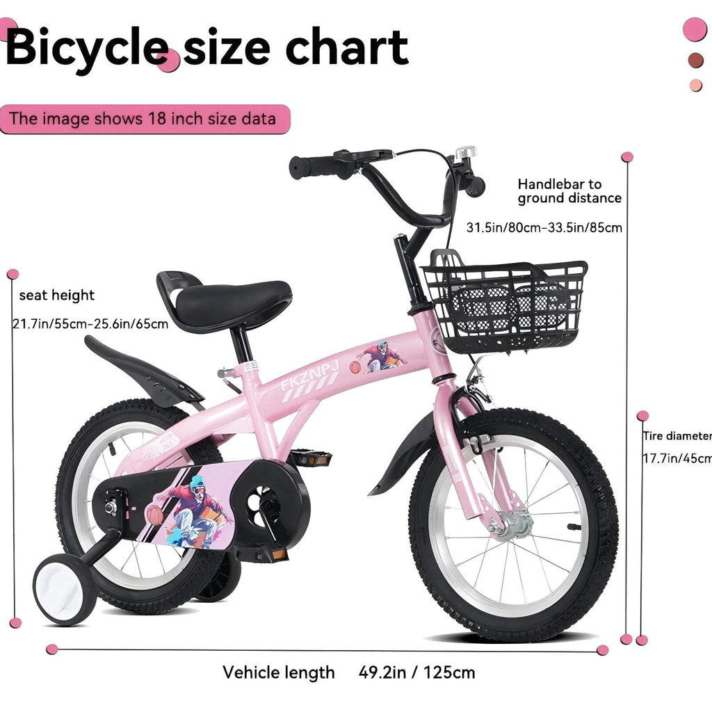 Baprem Girls' Bicycle, 18 Inch, Pink - Single Speed