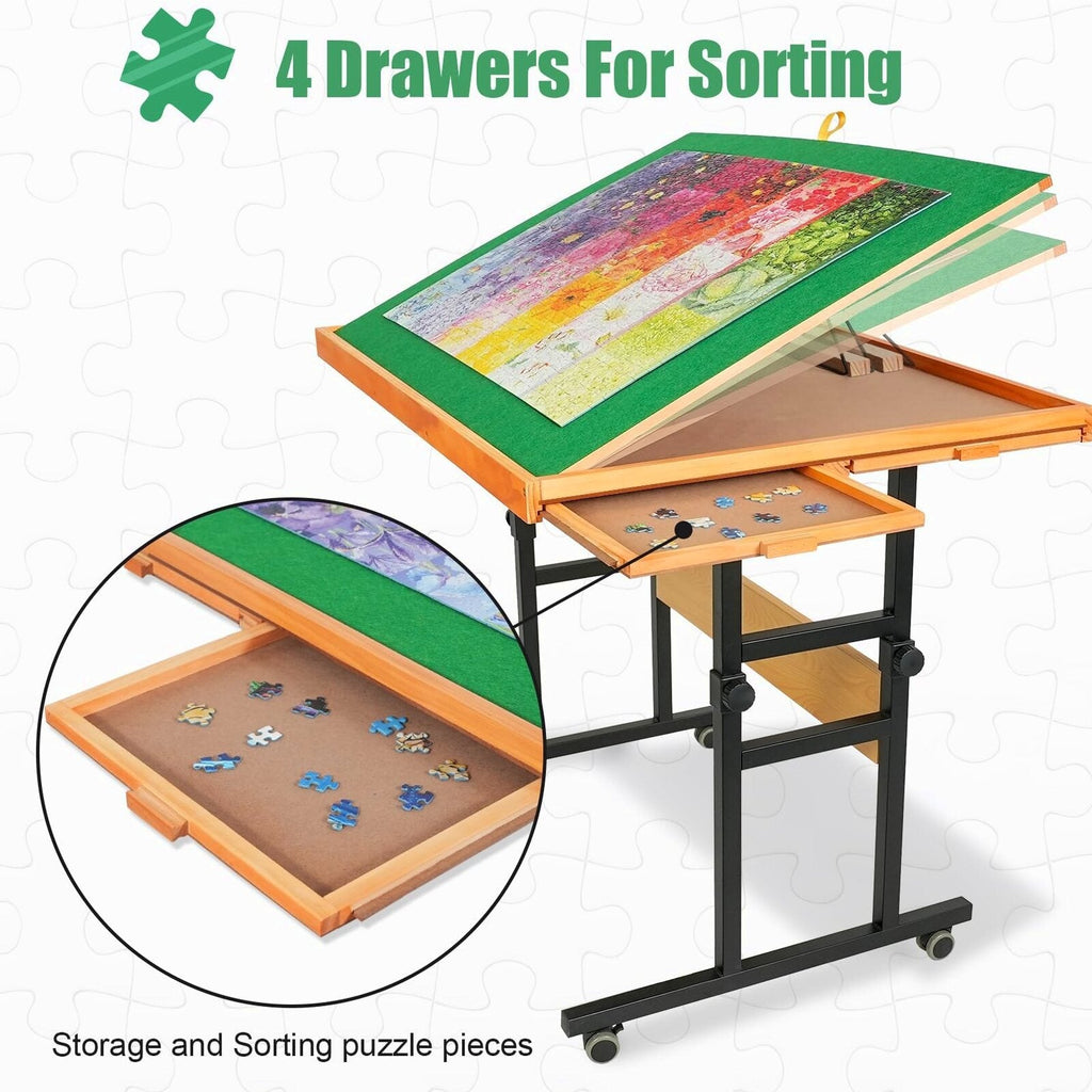 ALL4JIG Adjustable Tilting Puzzle Table With 4 Drawers And Cover - 3 Angles