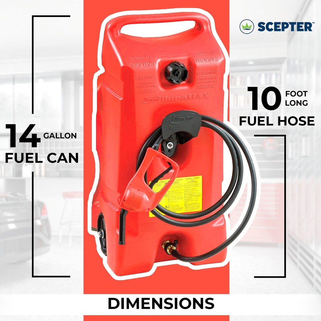 Scepter Flo N' Go DuraMax 14 Gallon Portable Fuel Tank With Pump, 2 Pack, Red