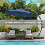 LAUSAINT HOME 11 FT Beige Curvy Cantilever Patio Umbrella With Base