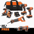 RIDGID 18V 4-Tool Cordless Combo Kit With 2.0 Ah Battery, 4.0 Ah Battery, Charger, Bag And Drywall Cut-Out Tool - R96256