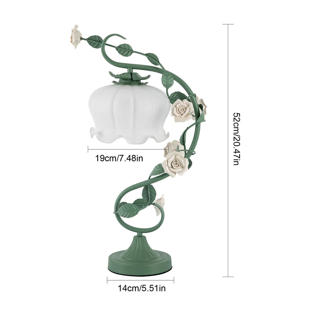 Rose Flower Table Lamp, Green, 60W Max